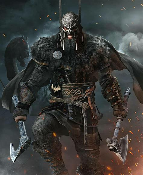 Rune wielding leader of viking warriors